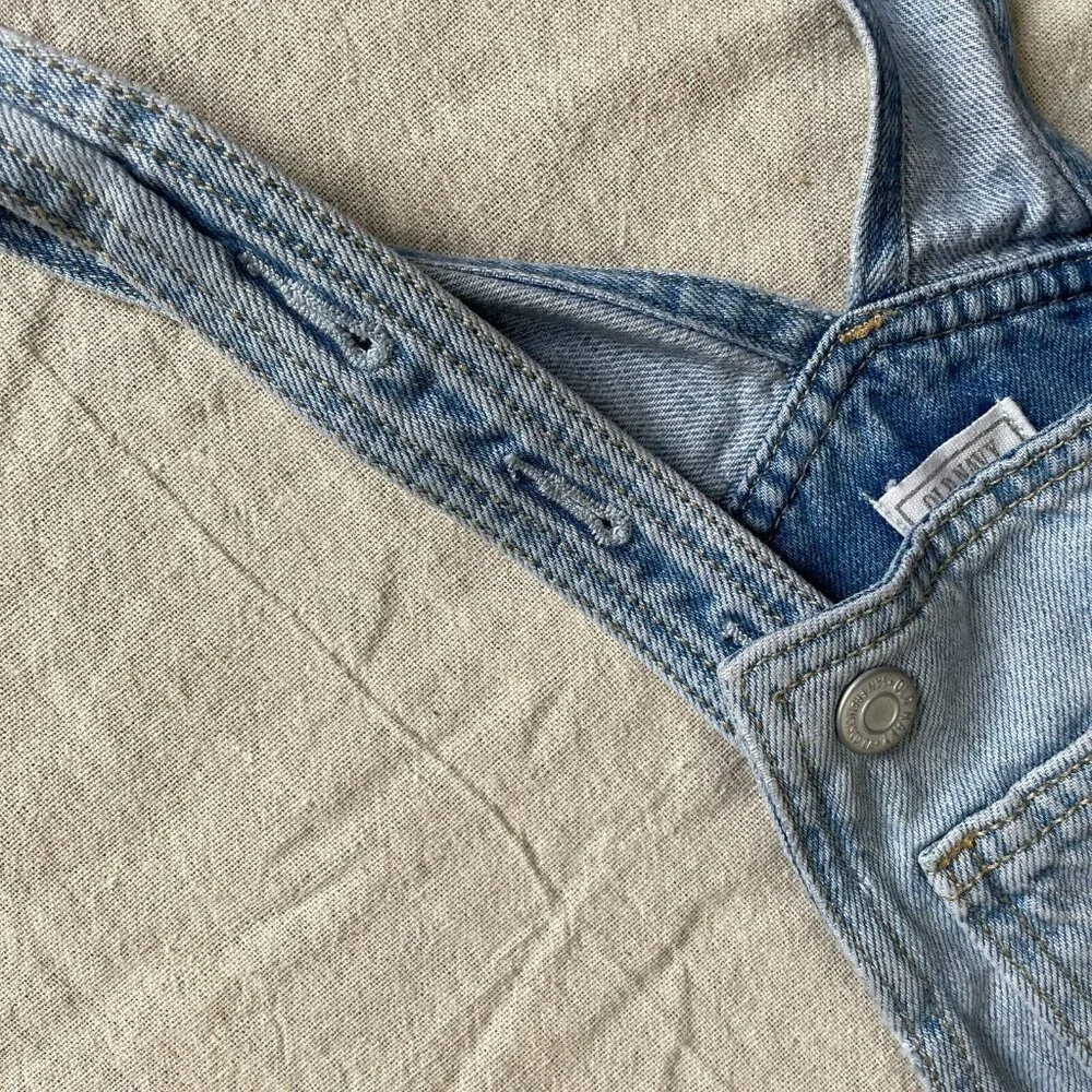 Old Navy Vintage‎ Y2K Denim Bib Overalls Girls L 10-12 Blue Light Wash Relaxed